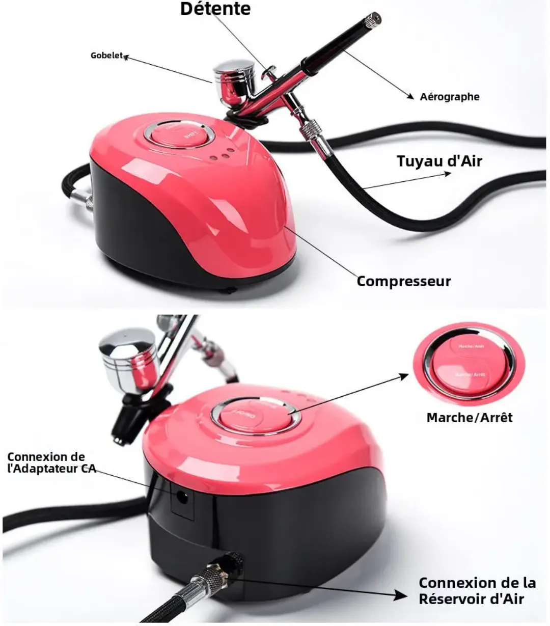 Aérographe Haute Pression 24W - Pour Maquillage et Dessin Artistique