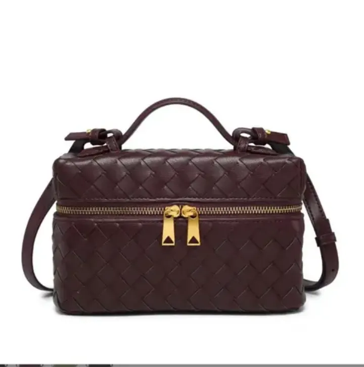 Sac à Main Femme - Modèle Tressé Élégant avec Double Zip Doré