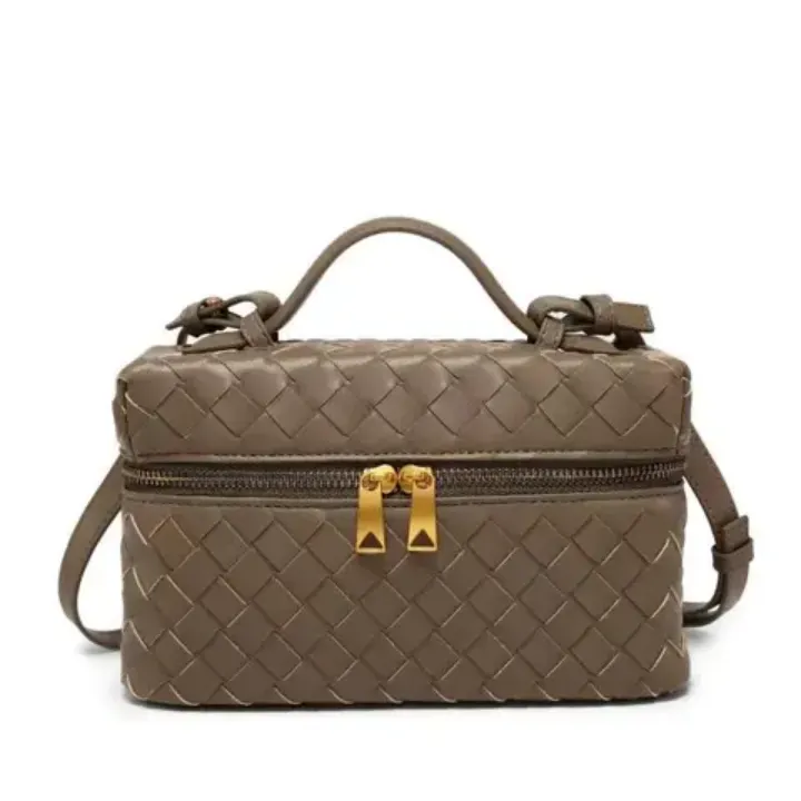 Sac à Main Femme - Modèle Tressé Élégant avec Double Zip Doré