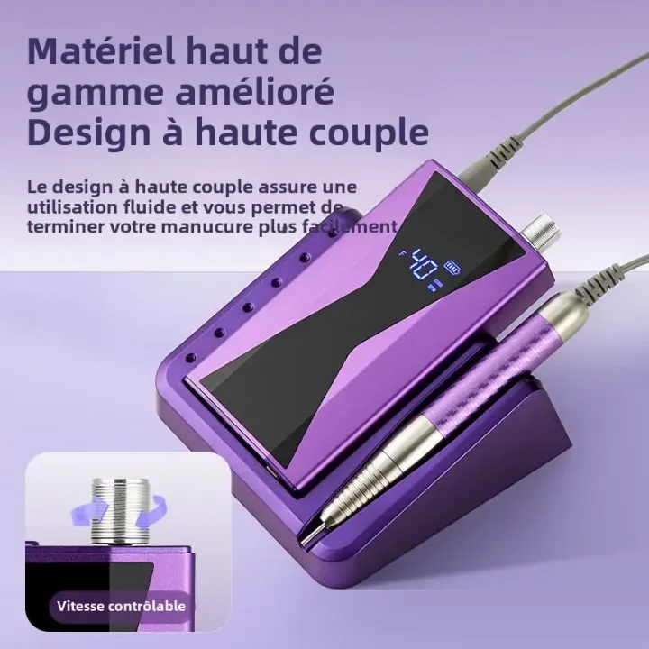 Ponceuse Ongles Brushless Pro – 85W, Batterie 6000 mAh, 40 000 RPM*