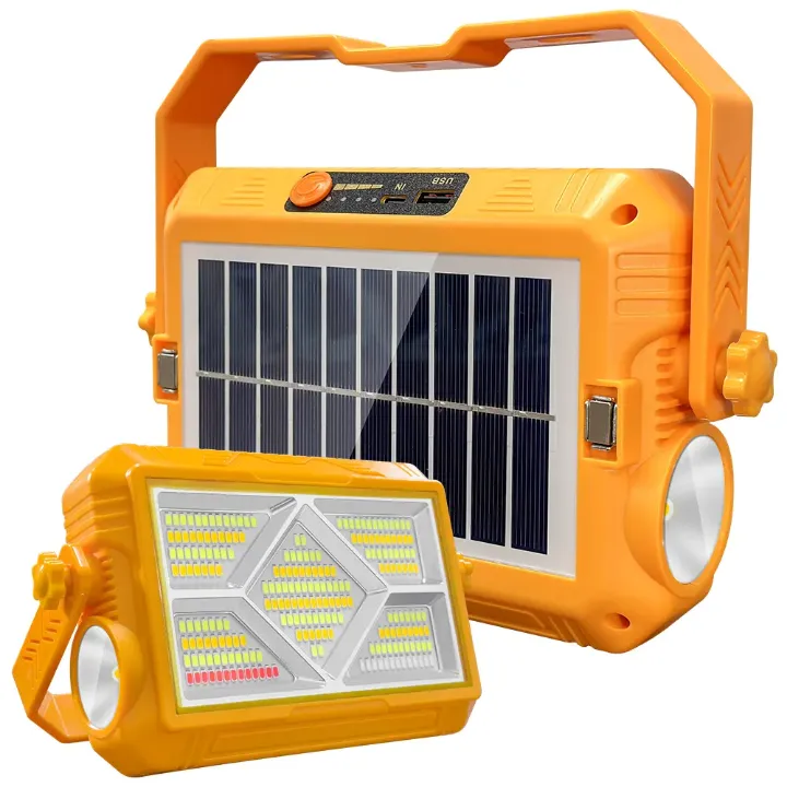 Projecteur Solaire Multifonction – Lampe, Chargeur USB et Radio FM