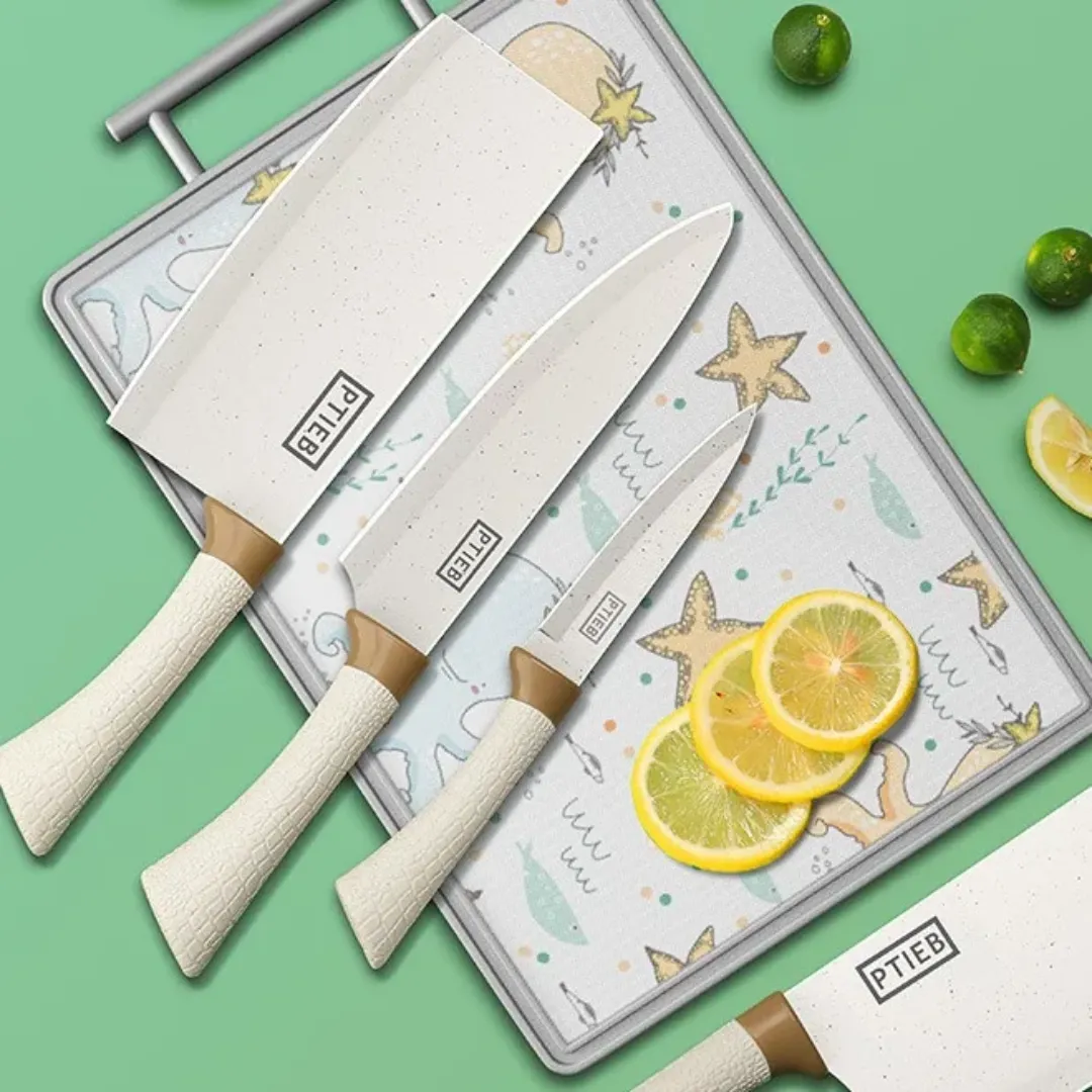 Ensemble de Couteaux de Cuisine avec Support Élégant – Multifonction et Portable