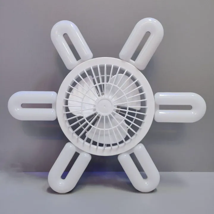 Ventilateur Plafond LED 2-en-1 à Pales Repliables – Douille E27, Design Moderne et Réglable à 360°