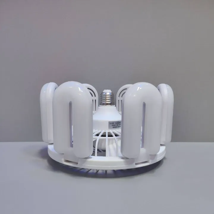 Ventilateur Plafond LED 2-en-1 à Pales Repliables – Douille E27, Design Moderne et Réglable à 360°