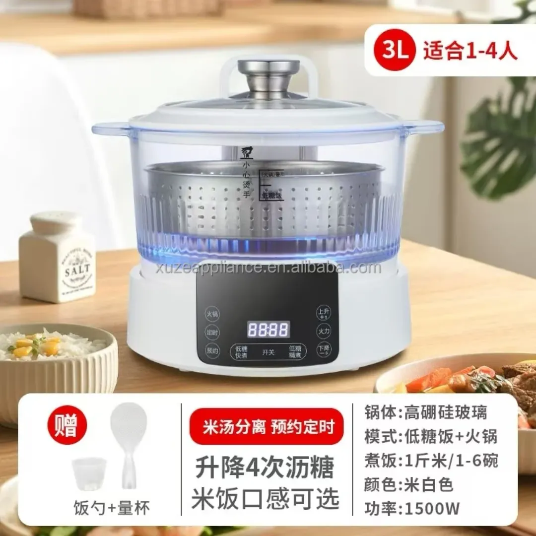 Cuiseur à Riz Électrique 3L en Acier Inoxydable – Haute Qualité, Désucré, Multifonction avec Écran Digital