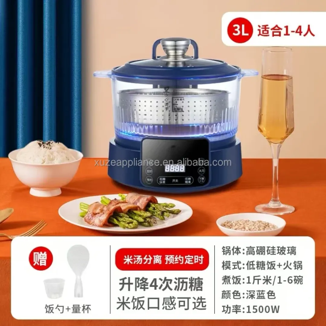 Cuiseur à Riz Électrique 3L en Acier Inoxydable – Haute Qualité, Désucré, Multifonction avec Écran Digital