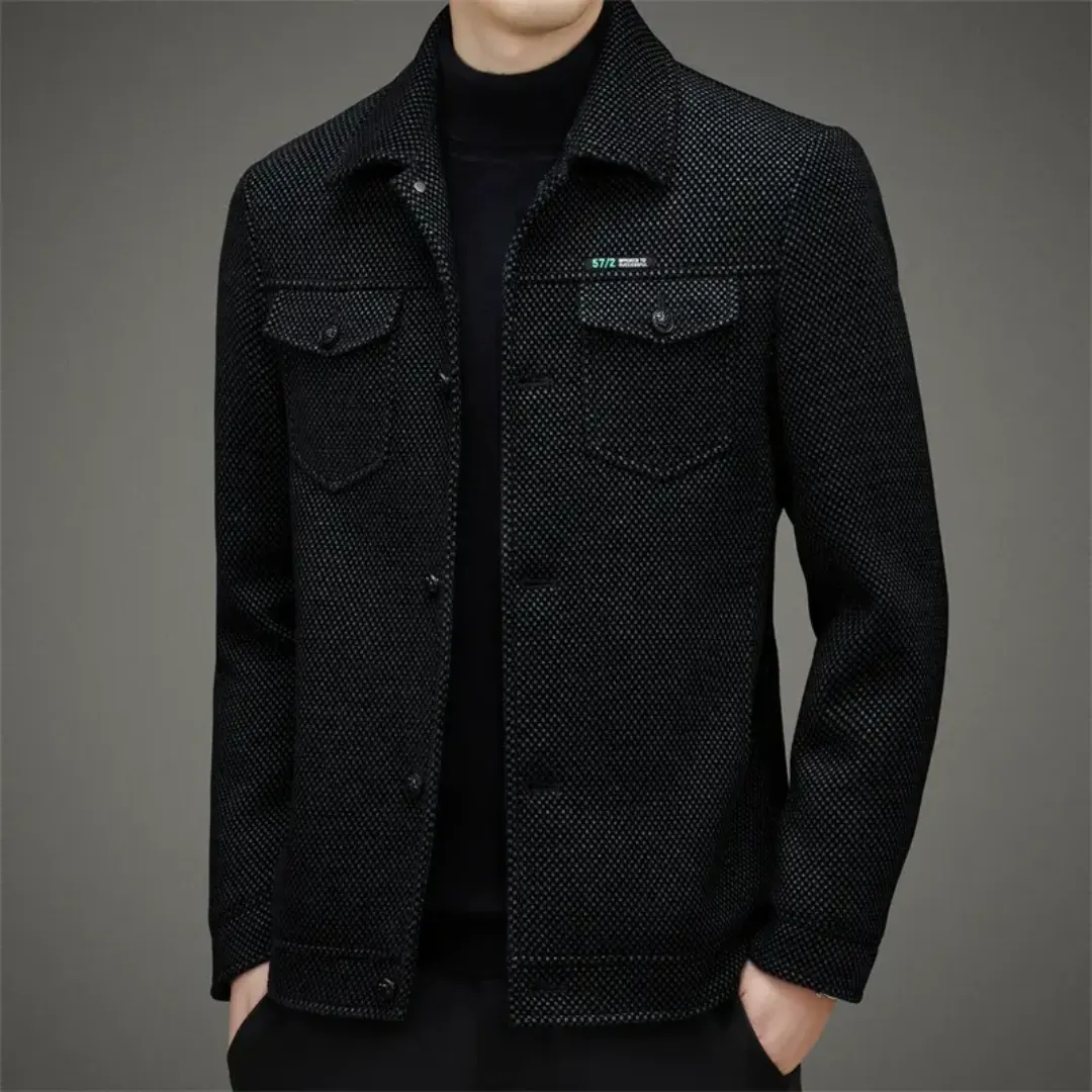 Veste Homme Élégante 2025 – Blouson Tendance en Tissu Épais pour Printemps et Automne, Style Décontracté pour Hommes Matures
