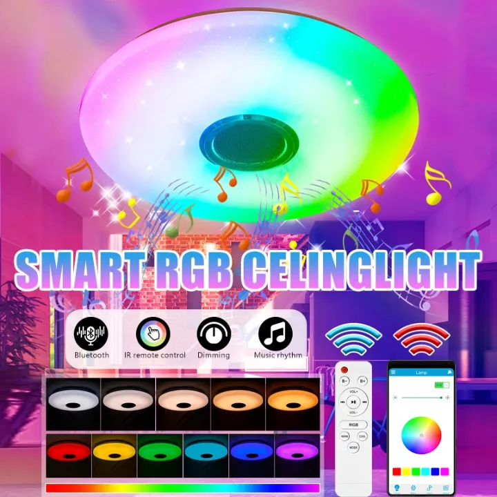 Plafonnier LED Intelligent Rond avec Couleurs RVB – Contrôle Wi-Fi, Bluetooth, Musique & Télécommande