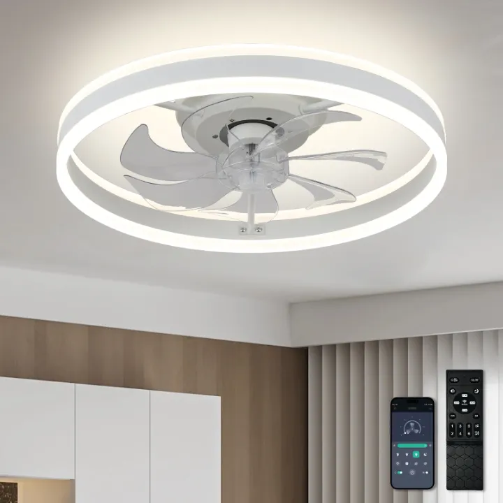 Ventilateur de Plafond LED Intégré – Éclairage Moderne avec Télécommande & Contrôle Mobile, Design Silencieux et Élégant