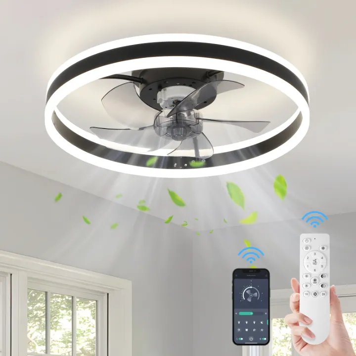 Ventilateur de Plafond LED Intégré – Éclairage Moderne avec Télécommande & Contrôle Mobile, Design Silencieux et Élégant