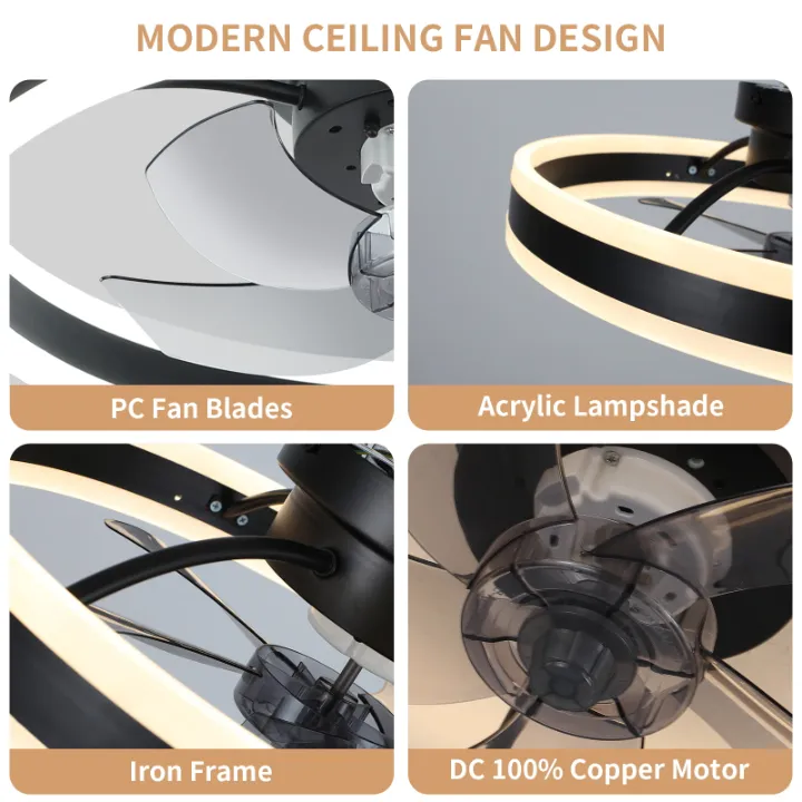 Ventilateur de Plafond LED Intégré – Éclairage Moderne avec Télécommande & Contrôle Mobile, Design Silencieux et Élégant