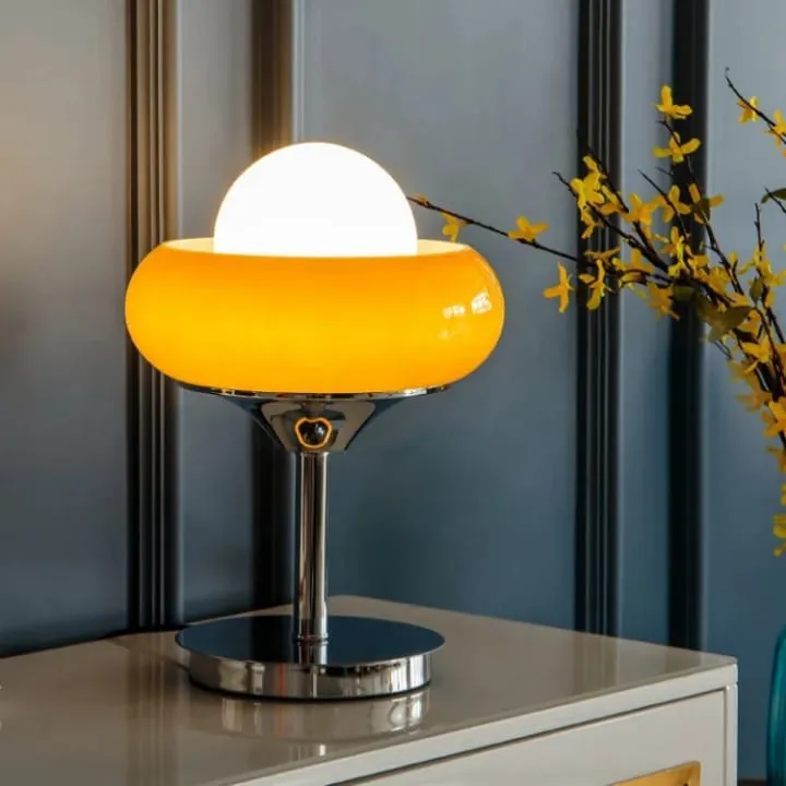 Lampe Ovale Ambre & Chrome – Design contemporain italien