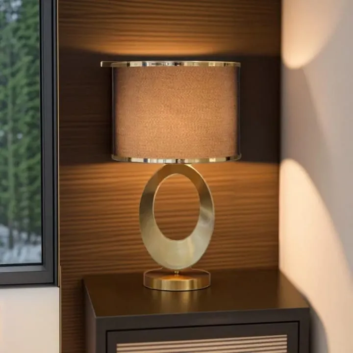 Lampe Cercle Minimaliste avec Abat-Jour Crème – YF-236