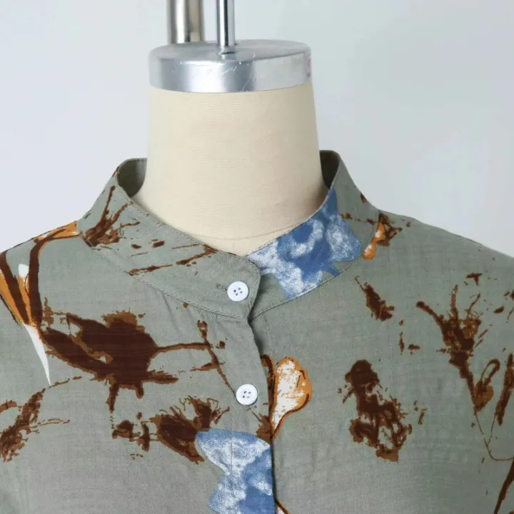 Robe Longue en Tricot Coton à Motifs Floraux – Style Modeste Élégant pour Femme