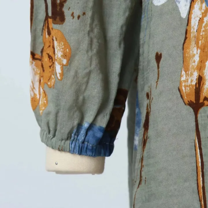 Robe Longue en Tricot Coton à Motifs Floraux – Style Modeste Élégant pour Femme