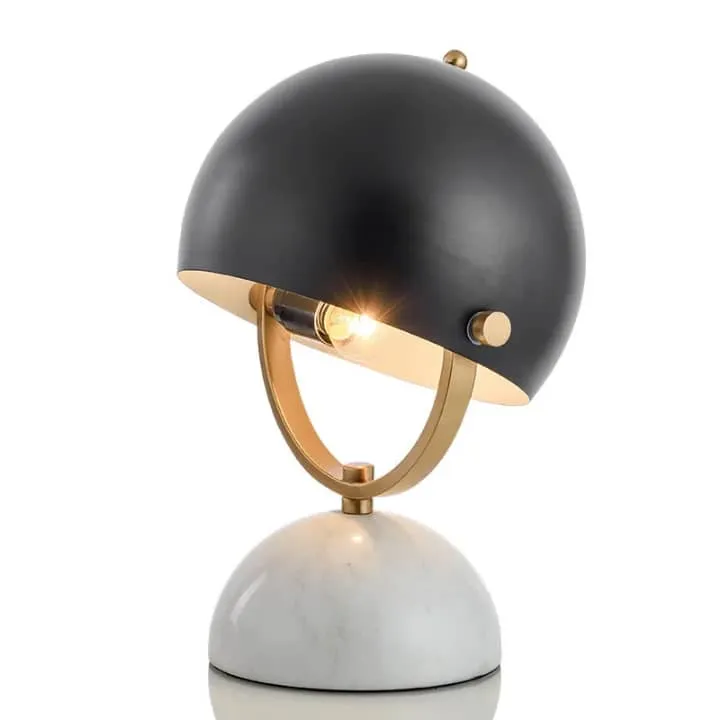 Lampe Globe Noir et Or avec Socle Demi-Sphère Marbré