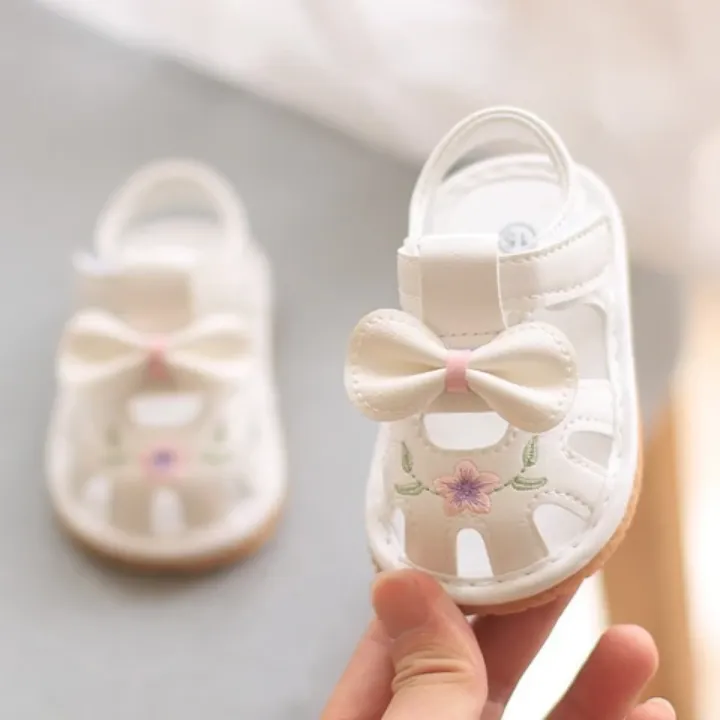 Sandales Bébé Fille avec Nœud – Souples, Antidérapantes et Élégantes pour Été et Automne