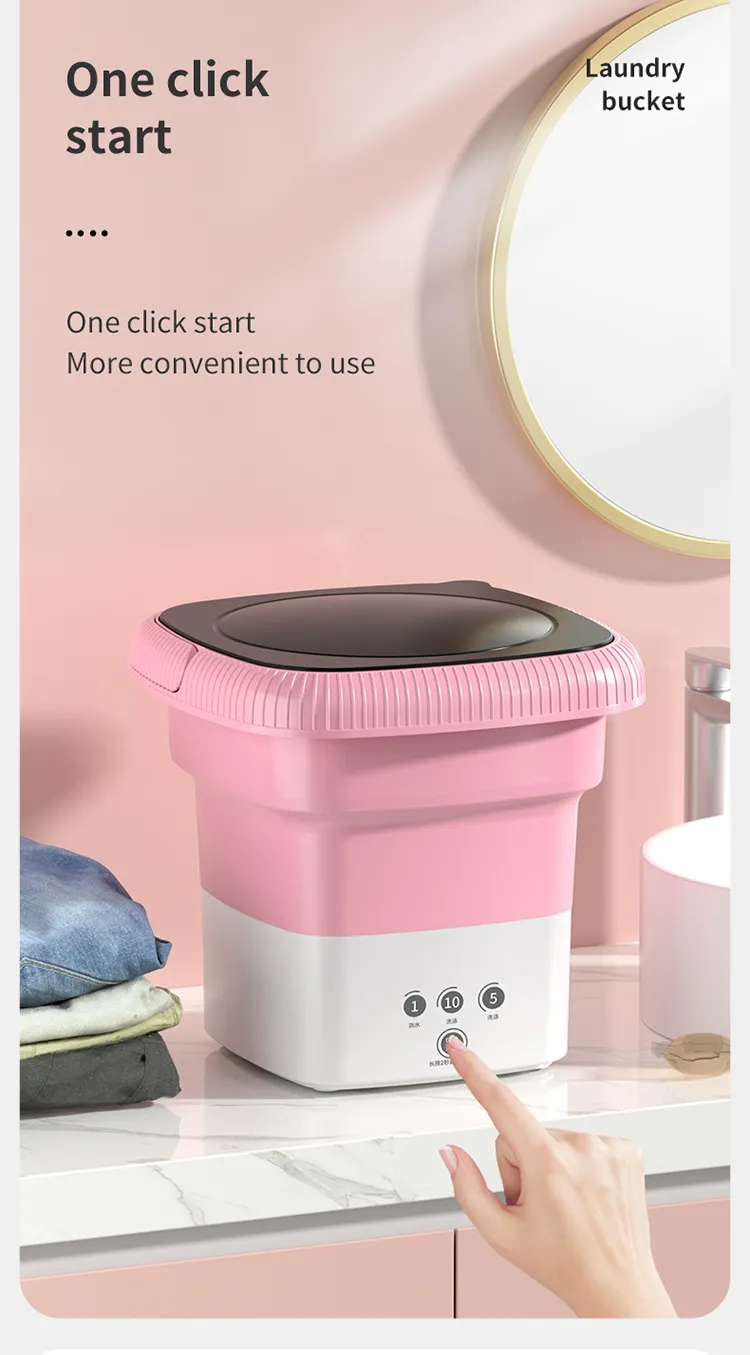 🧼 Mini Machine à Laver Portable Automatique – Compacte, Électrique, Idéale pour Maison & Hôtel