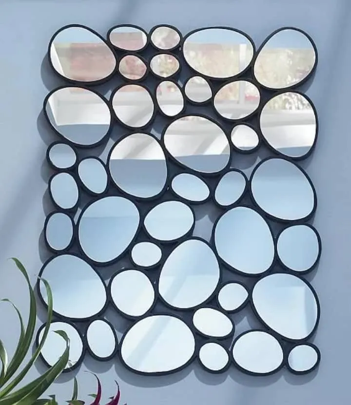 Miroir mural effet rondins de bois argentés