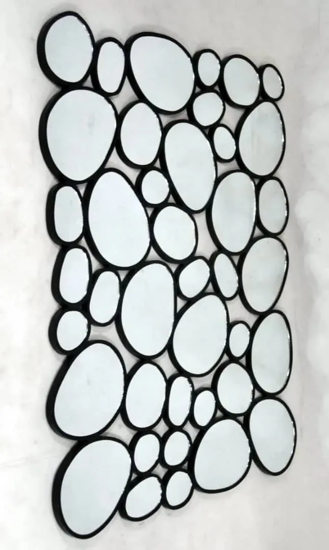 Miroir mural effet rondins de bois argentés
