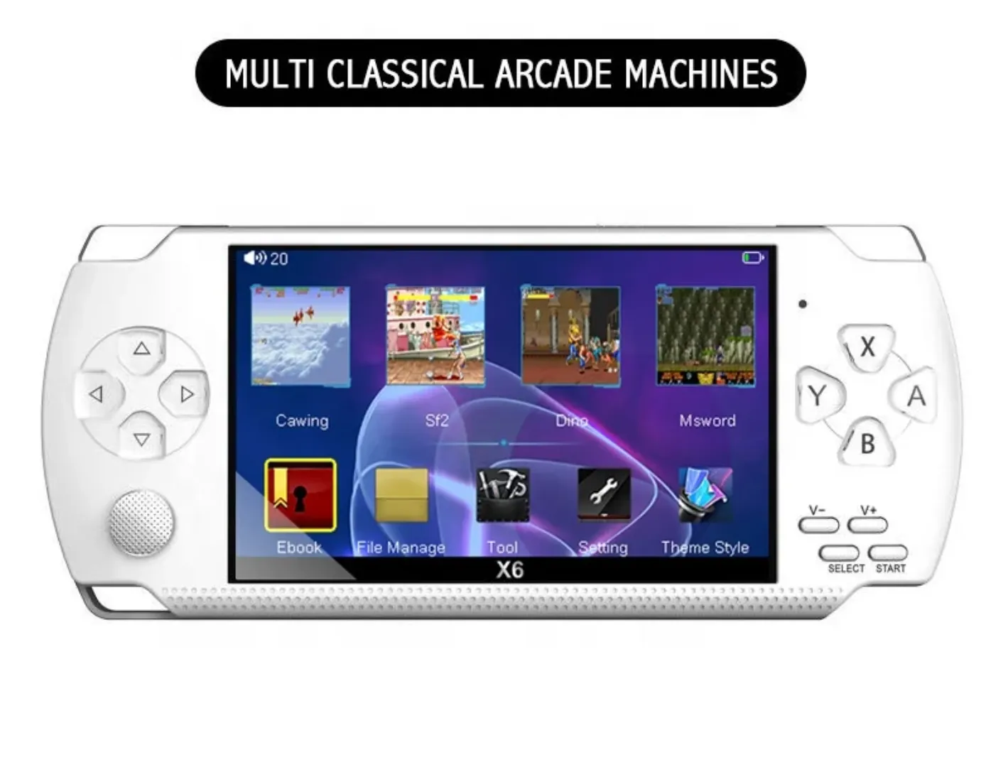 Console de Jeu Portable X6 – 10 000 Jeux Classiques | Écran HD, Multiplateforme, MP4/MP3, Ebook, Cadeau idéal