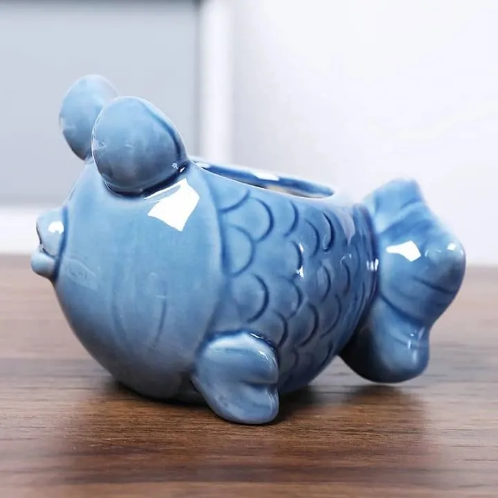 Pot Poisson Fantaisie – Bleu Céramique