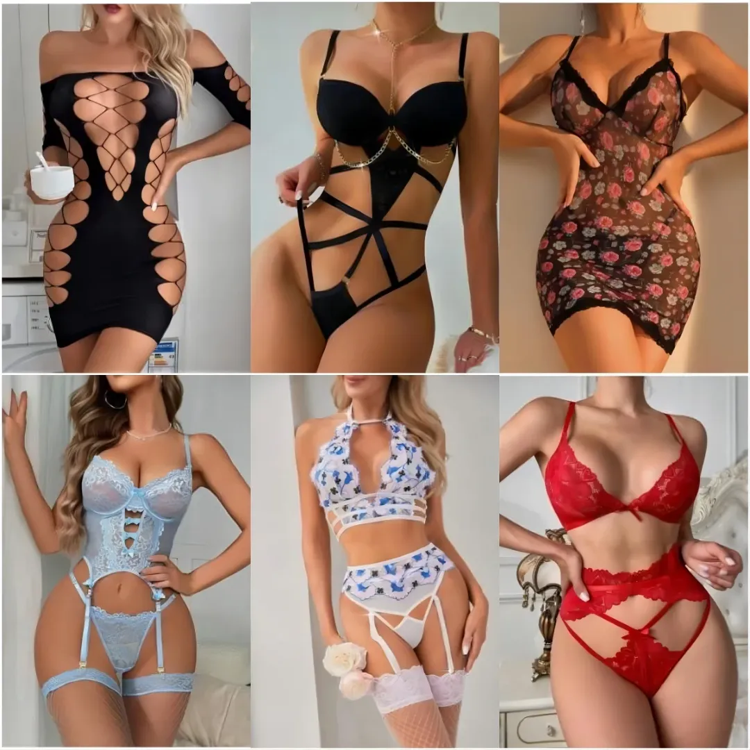 Lingerie Sexy Femme – Ensemble Dentelle, Body et Soutien-Gorge Fantaisie en Gros