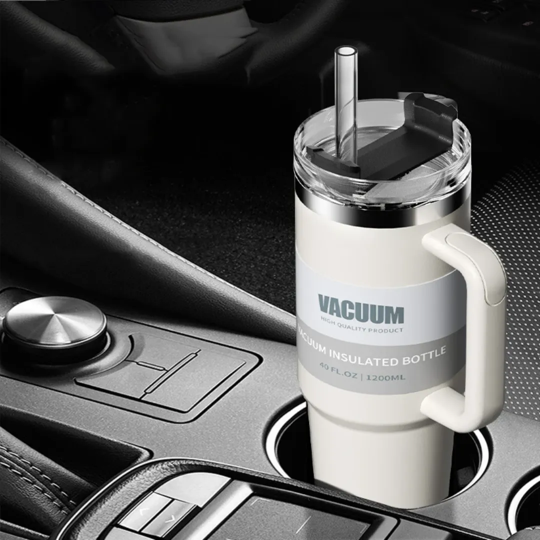 Gobelet isotherme type Stanley 40oz avec poignée – Acier inoxydable, grande capacité, parfait pour voyage, bureau ou sport