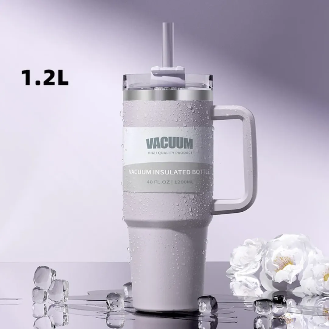 Gobelet isotherme type Stanley 40oz avec poignée – Acier inoxydable, grande capacité, parfait pour voyage, bureau ou sport