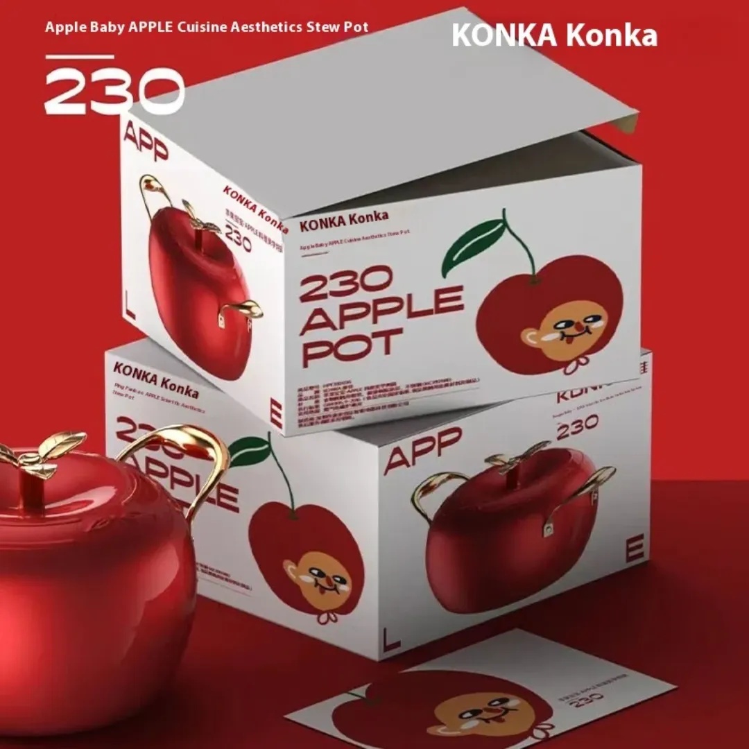 Marmite Design Pomme KONKA 5L– Grande capacité, antiadhésive, compatible gaz et induction