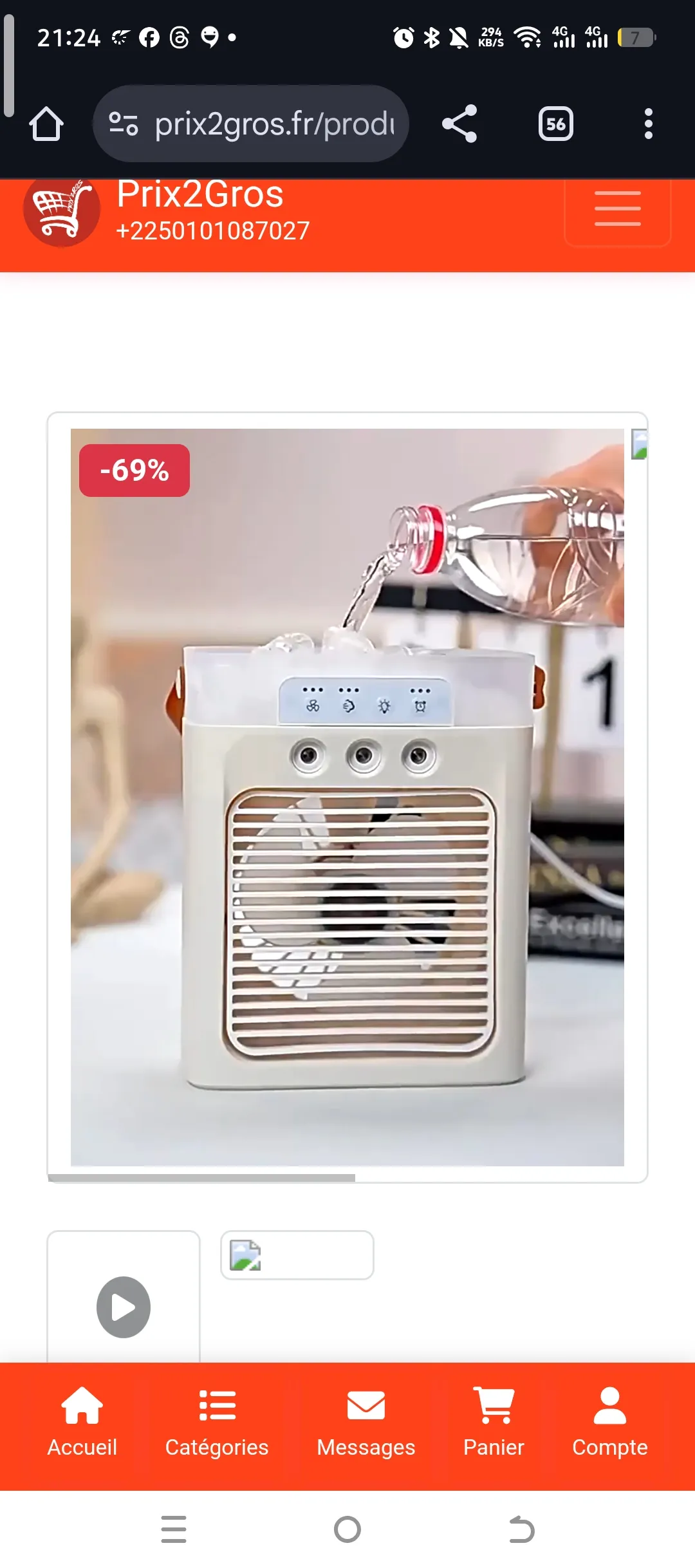 Mini Refroidisseur d’Air Personnel 3 Vitesses avec Brumisation – Compact & Rechargeable