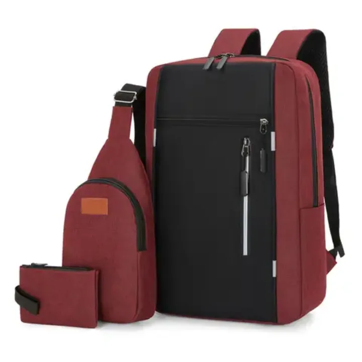 Pack de 3 Sacs Multifonctions – Sac à Dos Ordinateur, Bandoulière & Pochette – USB Intégré, Léger et Résistant
