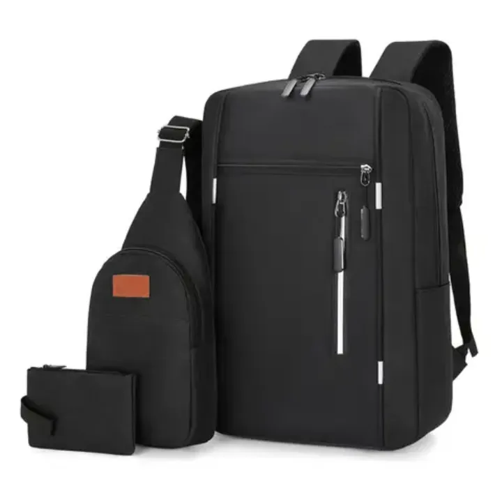 Pack de 3 Sacs Multifonctions – Sac à Dos Ordinateur, Bandoulière & Pochette – USB Intégré, Léger et Résistant