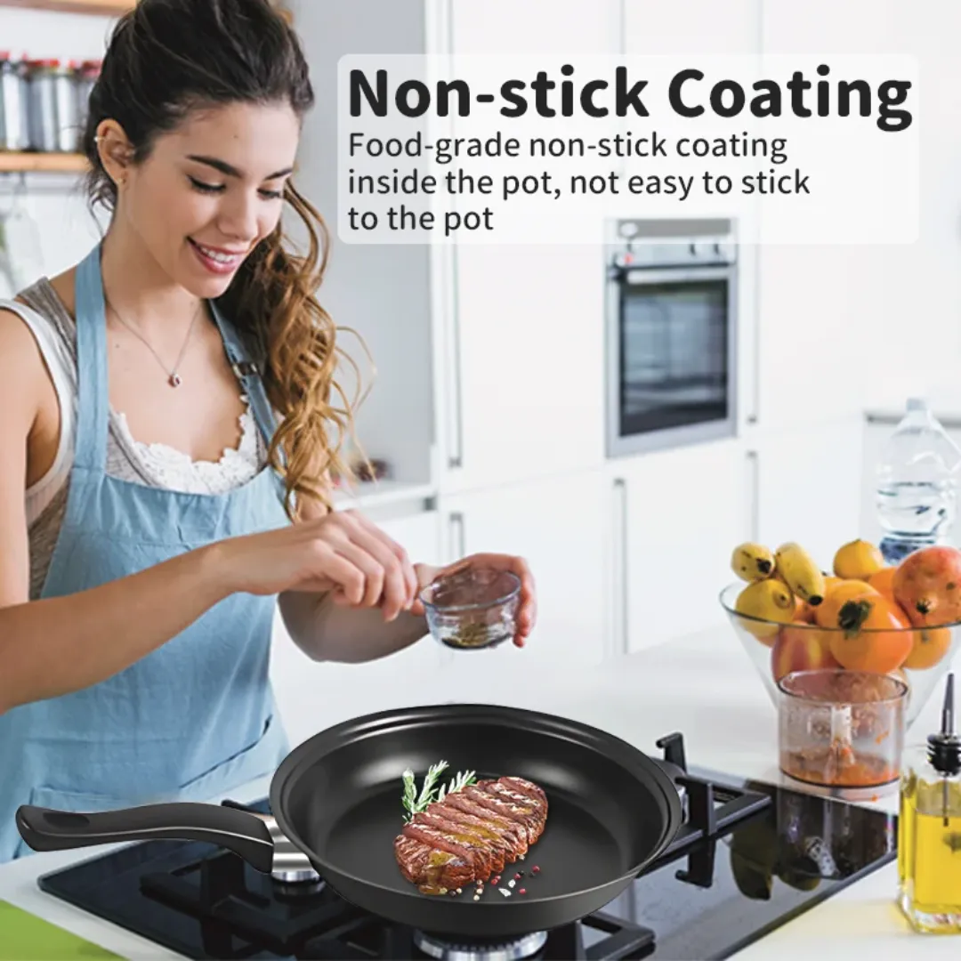 Batterie de Cuisine 13 Pièces – Casseroles et Poêles Antiadhésives avec Couvercles – Ensemble Complet Multifonction pour Tous Feux