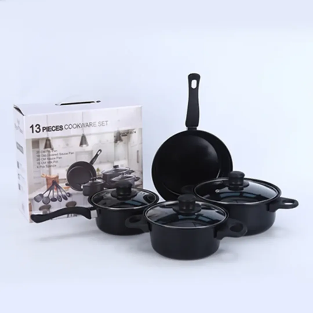 Batterie de Cuisine 13 Pièces – Casseroles et Poêles Antiadhésives avec Couvercles – Ensemble Complet Multifonction pour Tous Feux