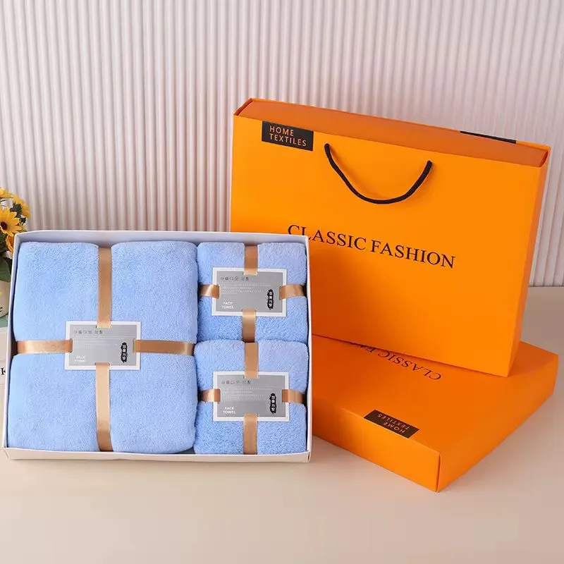 Coffret Luxe de Serviettes Ultra-Douces – 4 Pièces | Idée Cadeau Élégante | 100% Coton Premium