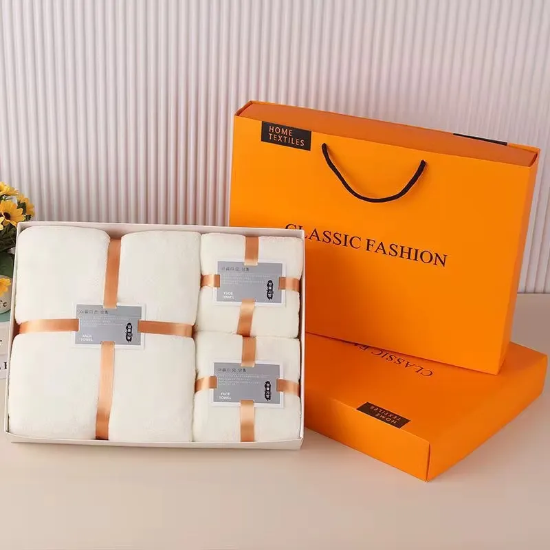 Coffret Luxe de Serviettes Ultra-Douces – 4 Pièces | Idée Cadeau Élégante | 100% Coton Premium