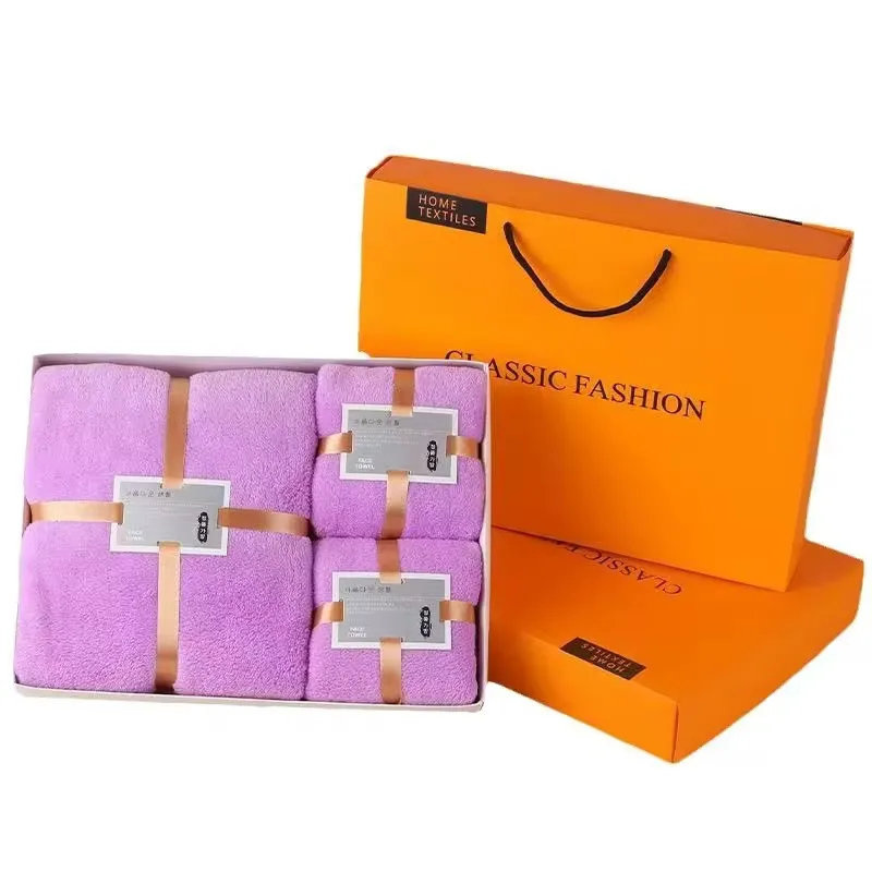 Coffret Luxe de Serviettes Ultra-Douces – 4 Pièces | Idée Cadeau Élégante | 100% Coton Premium