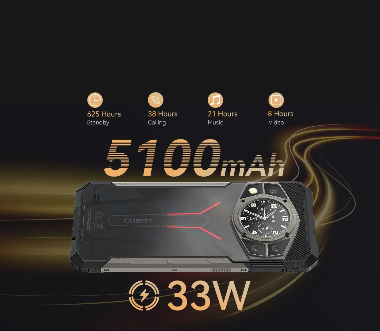 Cubot KINGKONG AX – Smartphone Android 14 Ultra-Robuste | 24 Go RAM, 256 Go ROM | Caméra 100MP | Écran 120Hz | Batterie 5100mAh | IP68/IP69K