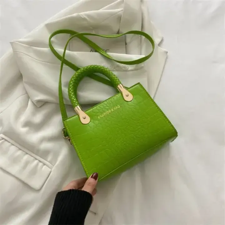 Sac à Main Femme Élégant – Imitation Cuir Croco avec Bandoulière Amovible et Poignée Tressée
