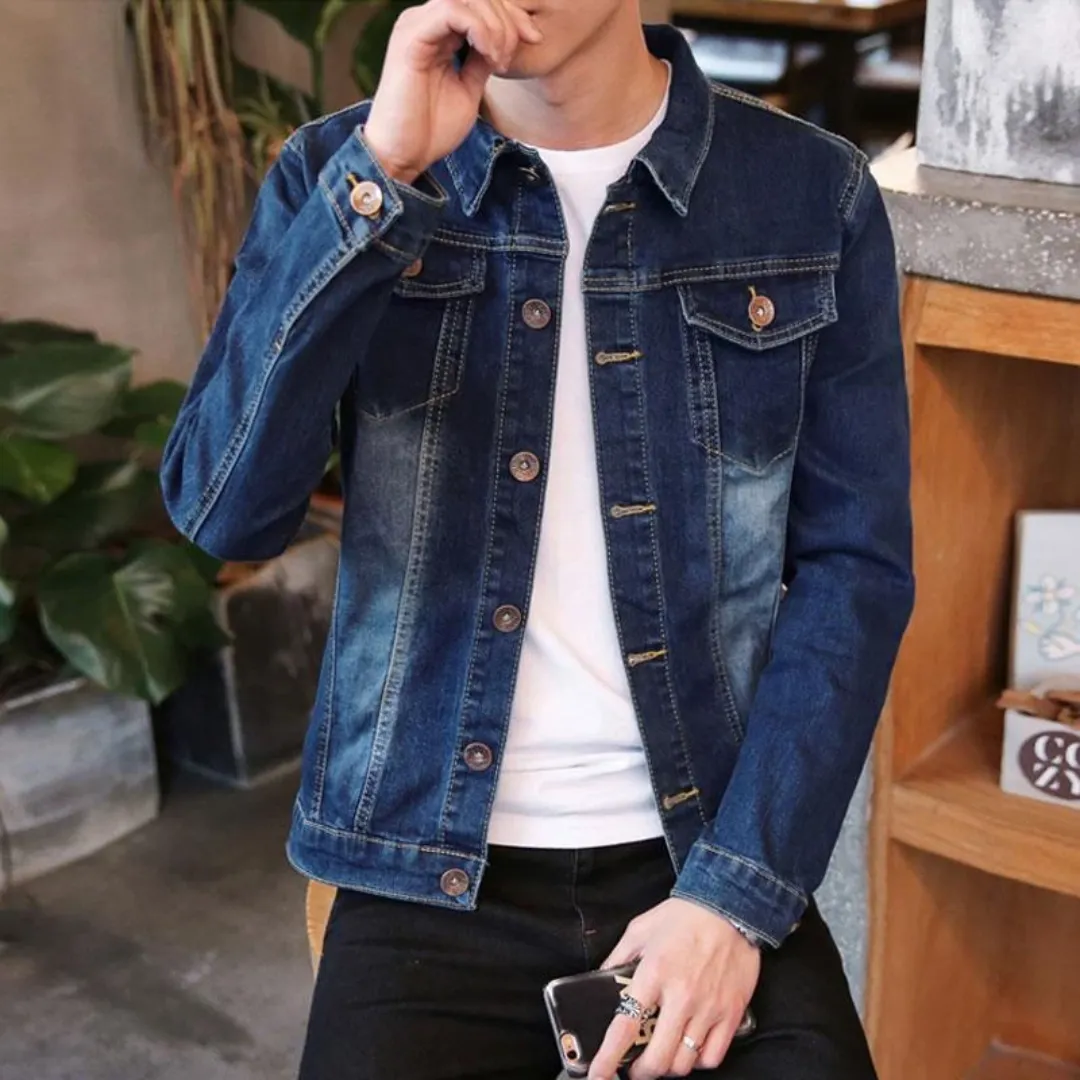 Veste en Jean Homme Style Streetwear – Coupe Décontractée, Boutonnage Classique