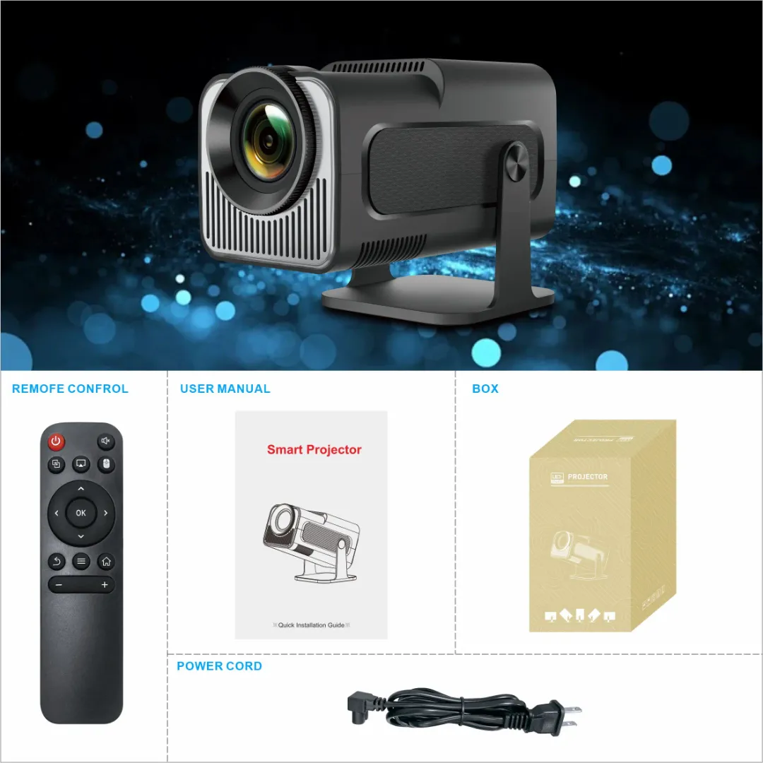 Mini Projecteur Portable 4K Android HY320 – WiFi – 200 ANSI Lumens – Home Cinéma Intelligent – Andro