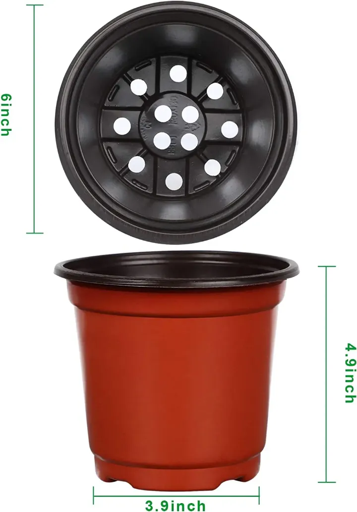 Pots de Pépinière en Plastique Rouge – Avec Trous de Drainage et Soucoupe, Idéal pour Fleurs, Plantes et Légumes