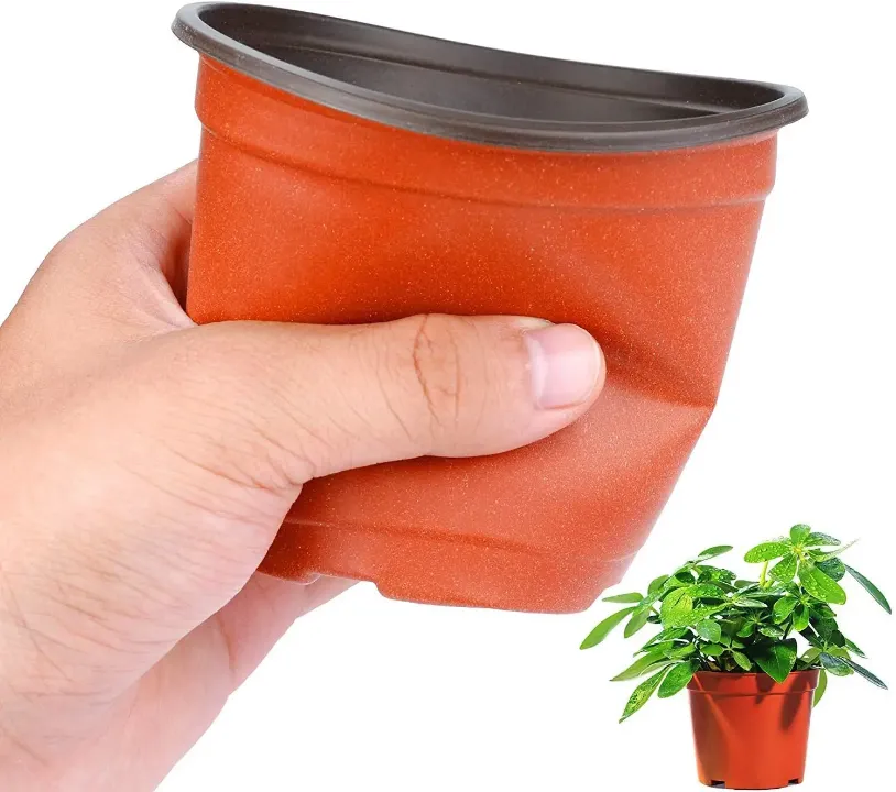 Pots de Pépinière en Plastique Rouge – Avec Trous de Drainage et Soucoupe, Idéal pour Fleurs, Plantes et Légumes