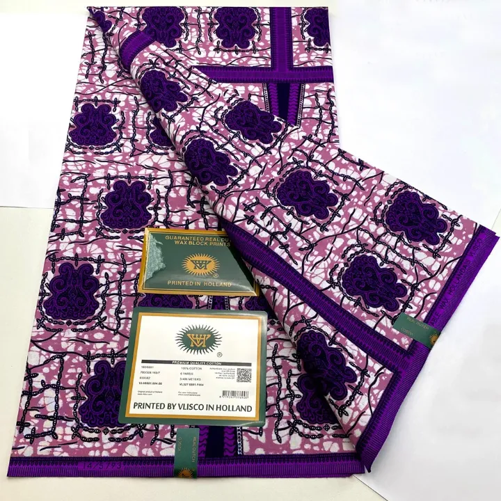 Pagne Wax Hollandais Vlisco – Imprimé Authentique, 6 Yards, Haute Qualité
