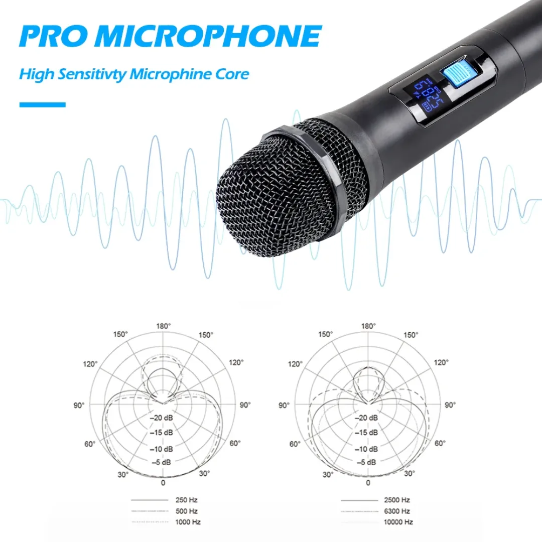 Microphone Sans Fil Professionnel VHF à 4 Canaux – Son Clair, Portée 50m, pour Événements et Spectacles