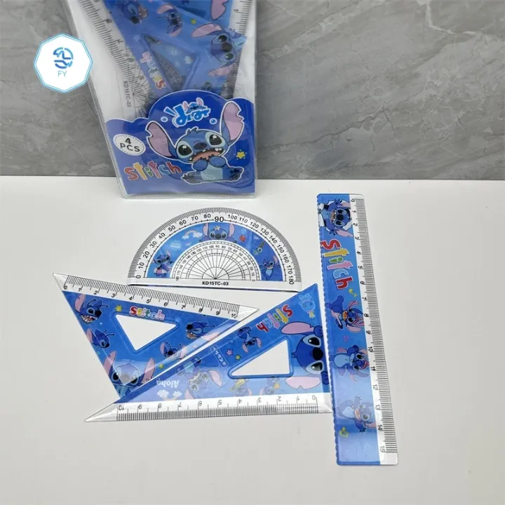 Kit de 4 règles en plastique pour enfants – Motif Stitch – Fournitures scolaires mignonnes pour l’école