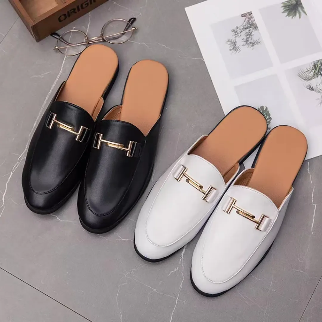 Mules Femme Élégantes en Simili Cuir – Style Classique avec Détail Doré