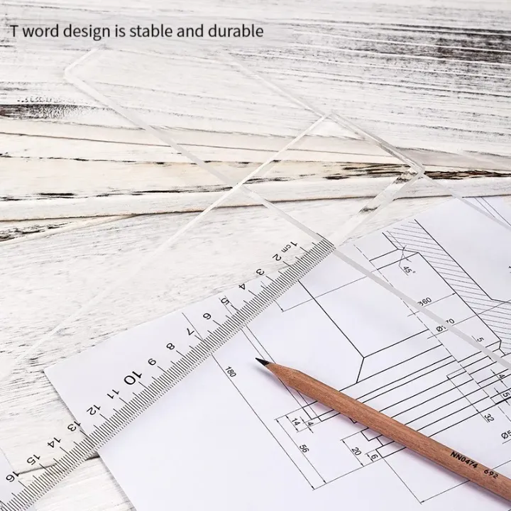 Règle T-Square Deli 8410 en plexiglas transparent – Outil de dessin technique pour architecture et géométrie