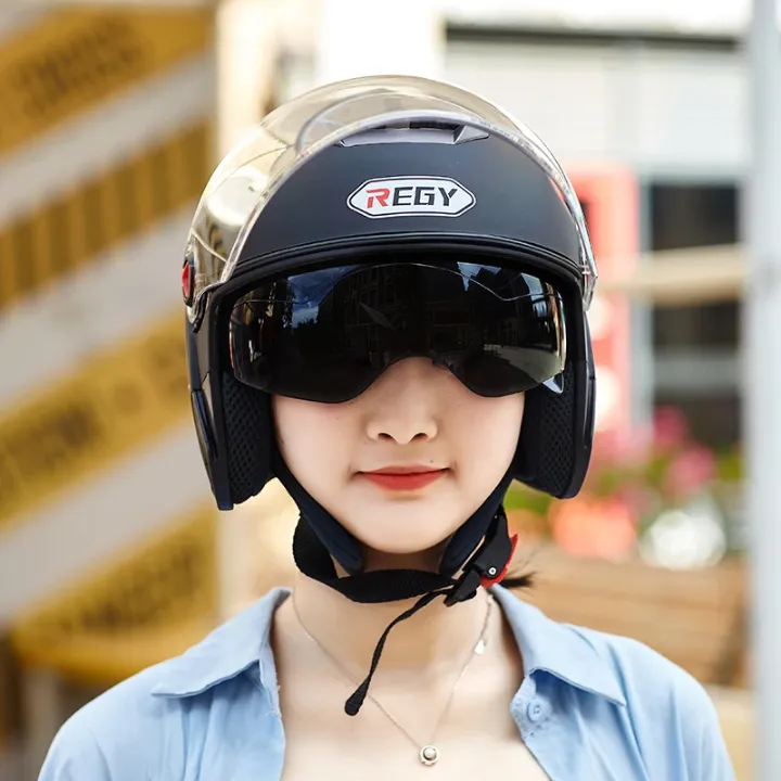 Casque Moto 3/4 Demi-visage Intelligent – Double Visière, Résistant aux chocs, ABS+EPS